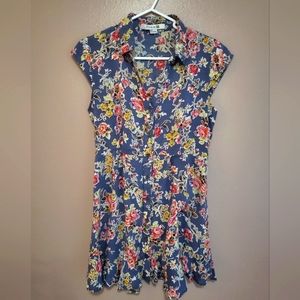 F21 small mini Floral Button up Dress